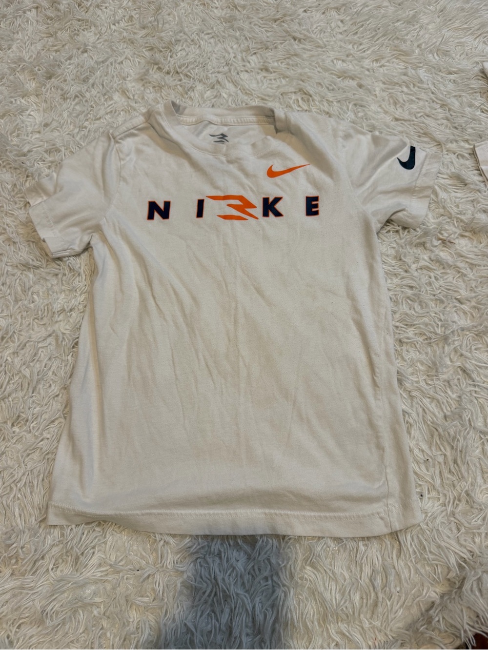 Nike White Short Sleeve Tee with Orange & Navy Logo